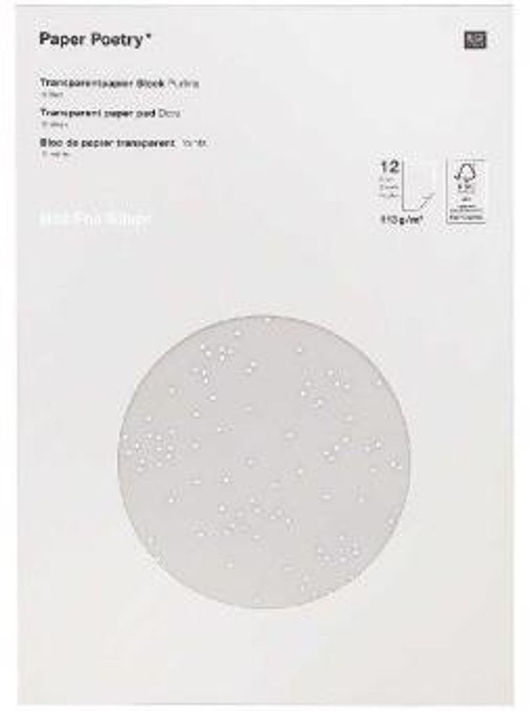 Rico Design 99001.50.72, A4 (210x297 mm), 113 g/m², 12 Blätter, Silber, Transparent, 210 mm, 295 mm