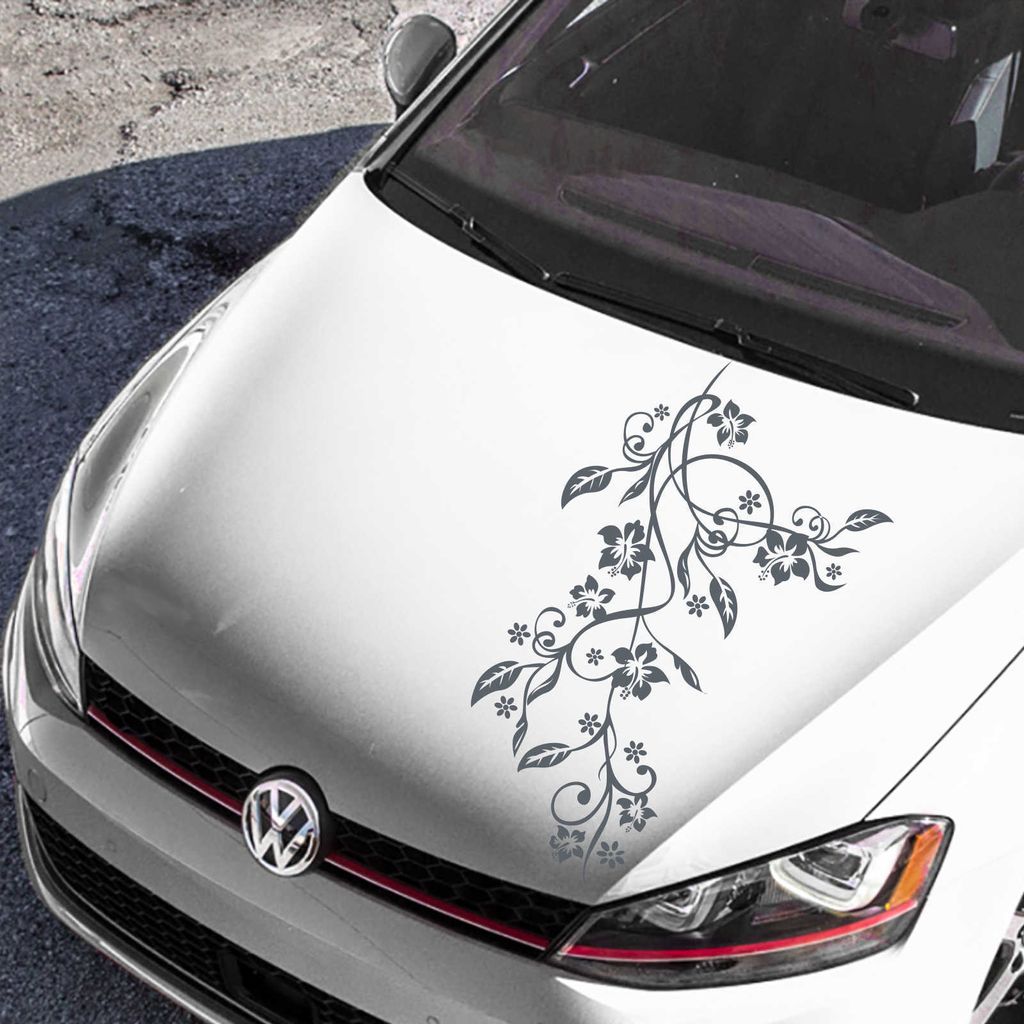 Aufkleber - Autoaufkleber "Blumenranke Eva" 115cm x 80cm anthrazit - Tuning Carystyling Heckscheibe Auto