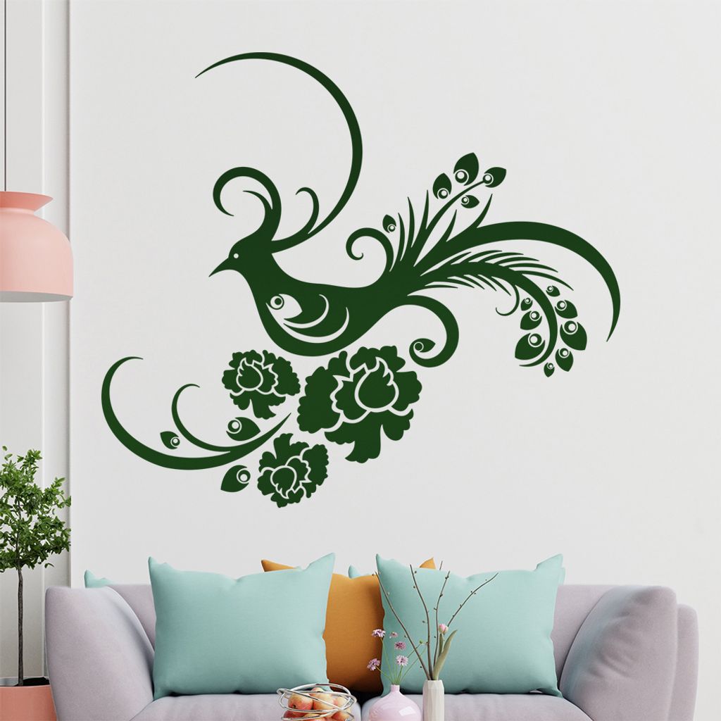 Fasan Ranke Tribal Wandtattoo in 6 Größen - Wandaufkleber Wall Sticker - Dekoration, Küche, Wohnzimmer, Schlafzimmer, Badezimmer