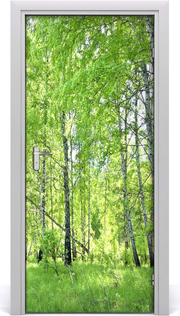 Tulup Türaufkleber 95x205 cm Dekorative Aufkleber Selbstklebend Wasserdichte Tapete Abnehmbar Schlafzimmer Wohnzimmer Wohnkultur - Birkenwald
