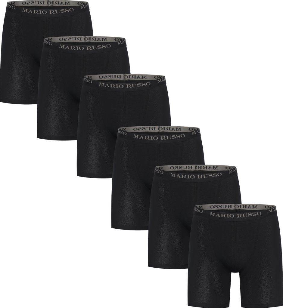 Mario Russo Boxershorts – Herren Boxershorts – Herrenunterwäsche mit extra langen Beinen – 6er-Pack – Schwarz – M