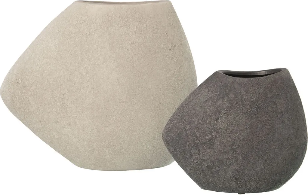 Set de 2 vases Alexandra House Living en céramique Blanc et Gris
