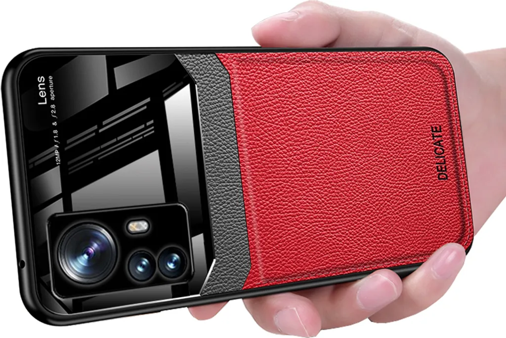 Custodia Xiaomi 12 Rosso Pelle Litchi: Protezione Premium Antiscivolo