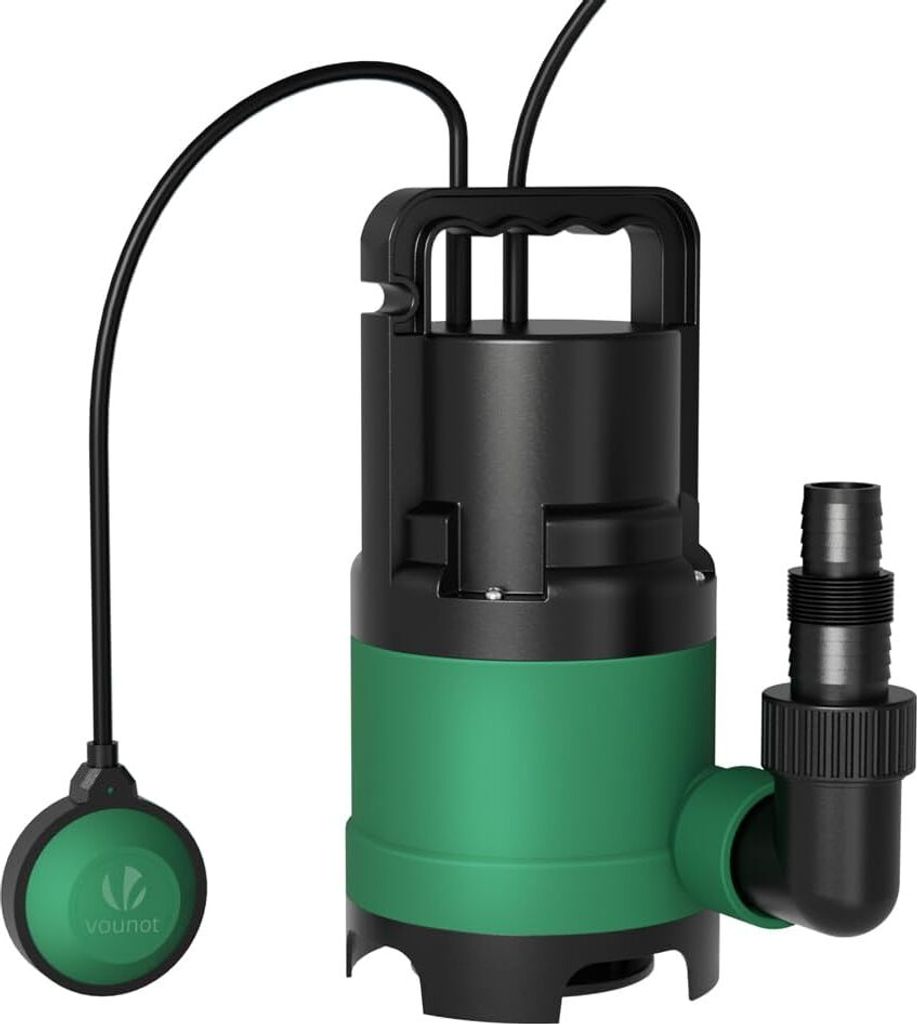 VOUNOT VOUNOT Schmutzwasserpumpe Tauchpumpe Schmutzwasser mit Integriertem Schwimmer, Abwasserpumpe Fördermenge 8000 l/h