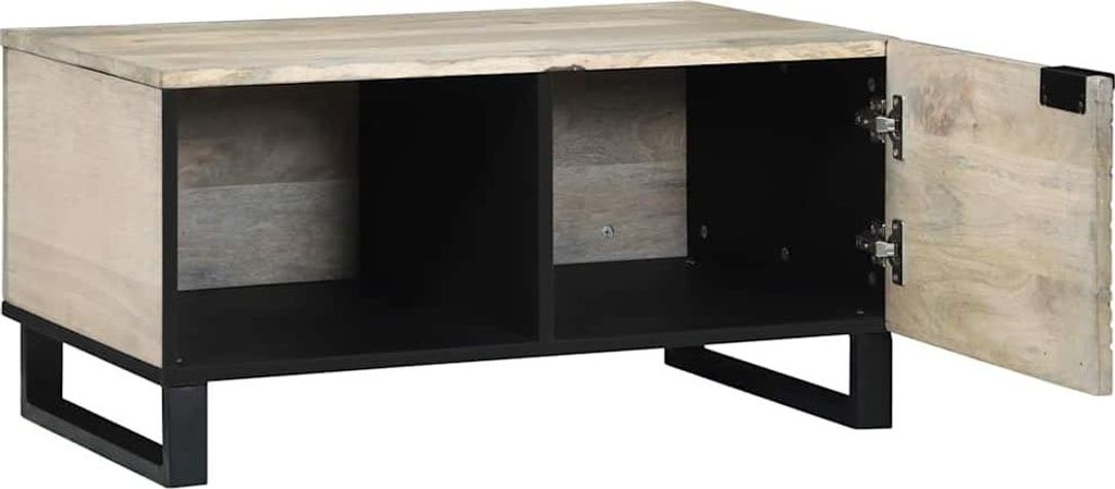 vidaXL Couchtisch Beige und Schwarz 80 x 50 x 40 cm Massivholz Akazie