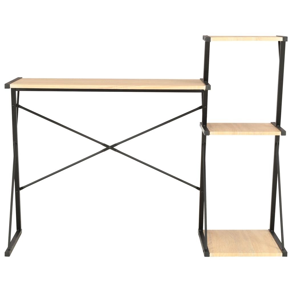 vidaXL Bureau avec étagère noir et chêne 116×50×93 cm Image du produit 