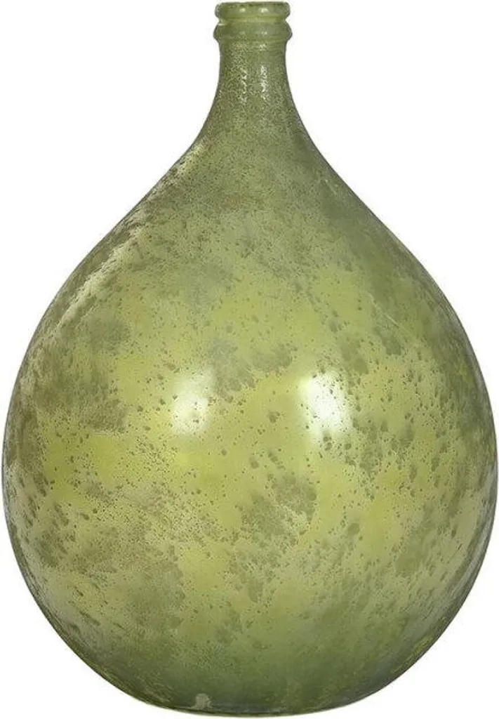 Vase en Verre Recyclé Vert 56 cm Finition Antique Style Artisanal