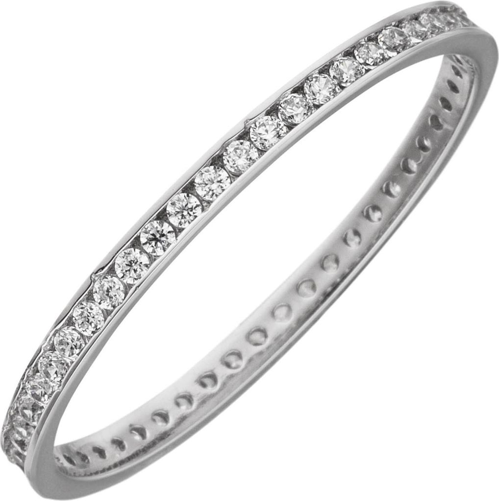 Schmaler Memory Ring aus 333 Gold Weißgold mit Zirkonia rundum zeitlos Damen Innenumfang 60mm Ø19.1mm