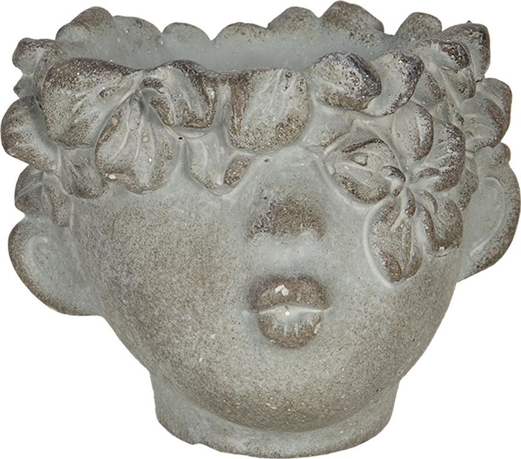 Vaso da fiori Clayre & Eef Testa 12x10x9 cm Pietra Grigio Immagine del prodotto 