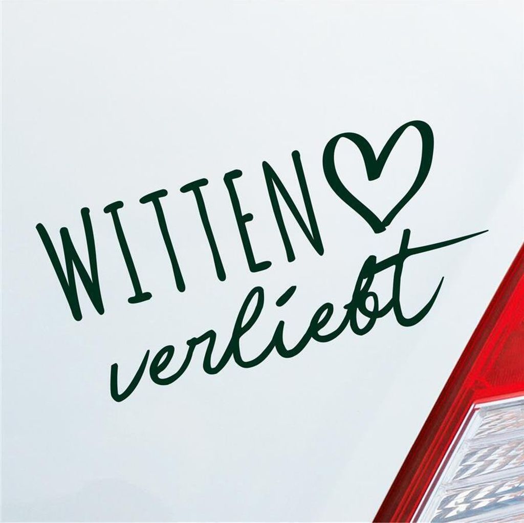 Auto Aufkleber Witten verliebt Herz Stadt Heimat Liebe Car 19x9 cm Dunkelgrün Sticker Heckscheibenaufkleber