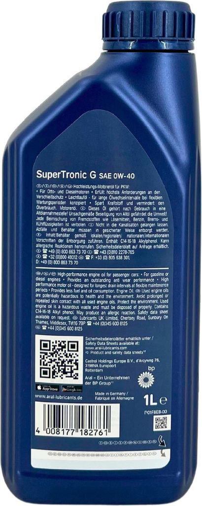1 L LITER ARAL SUPERTRONIC SUPER TRONIC E 0W-30 OTOR-ÖL OTOREN-ÖL