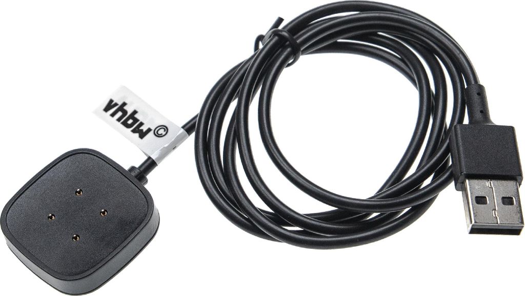 vhbw USB Ladekabel kompatibel mit Fitbit Sense, Versa 3 Smartwatch Fitnesstracker - Ladestation Schwarz, magnetisch, 100 cm
