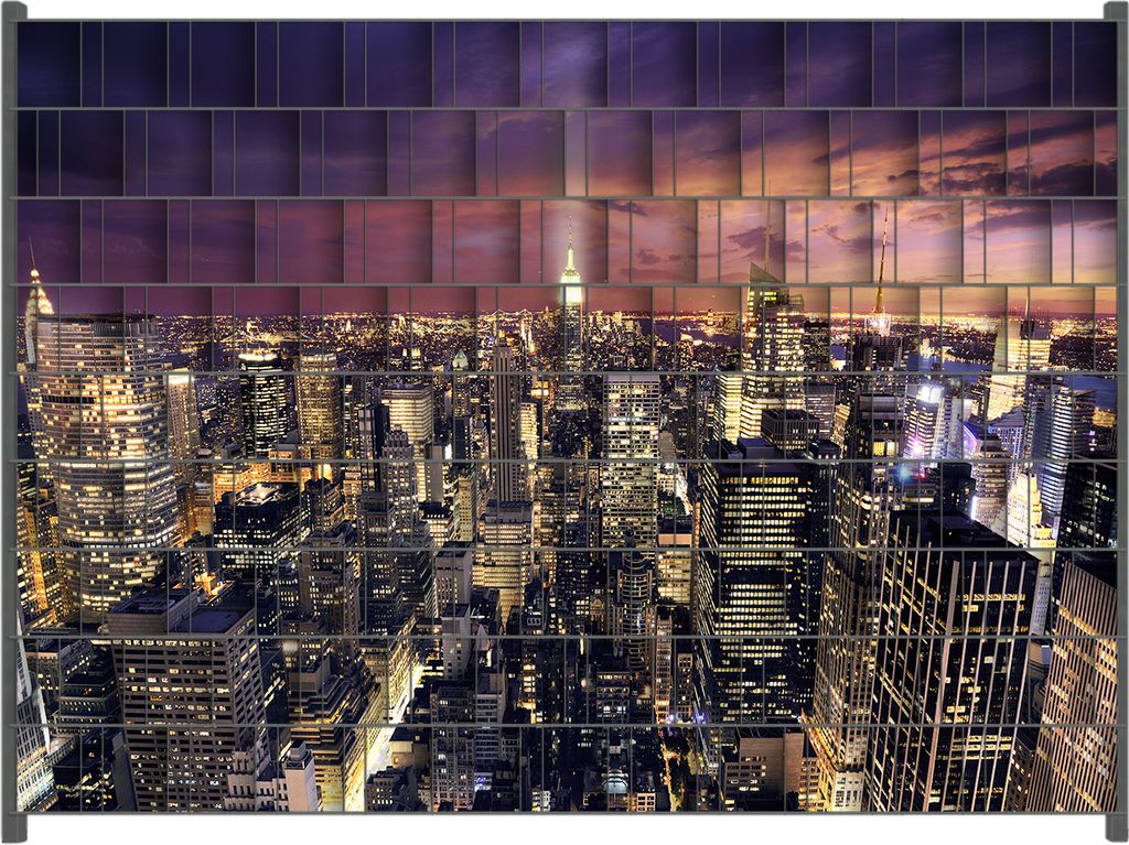 Wallario Zaunsichtschutz mit Motiv New York bei Nacht - Panoramablick über die Stadt für Ein- und Doppelstabmatten Zäune in der Größe 250 x 18...