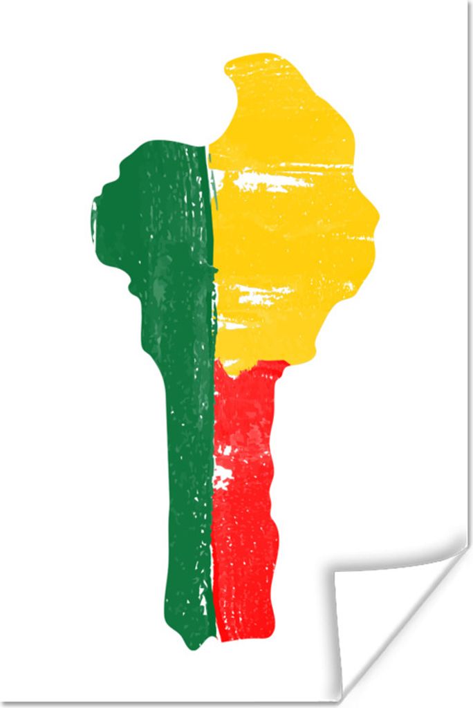 MuchoWow Poster Benin - Karte - Flagge 120x180 cm - Kunstposter