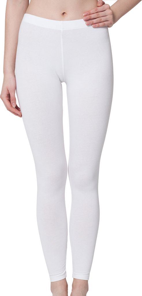 Celodoro Damen Leggings, stretchige Jersey Hose aus Baumwolle - Weiss XL