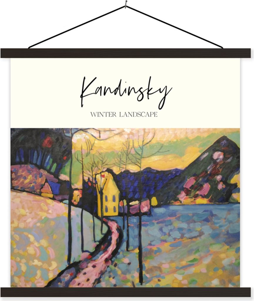 MuchoWow Textilposter Kunst - Winterlandschaft - Kandinsky 90x90 cm mit schwarzem Rahmen - Magnetisches