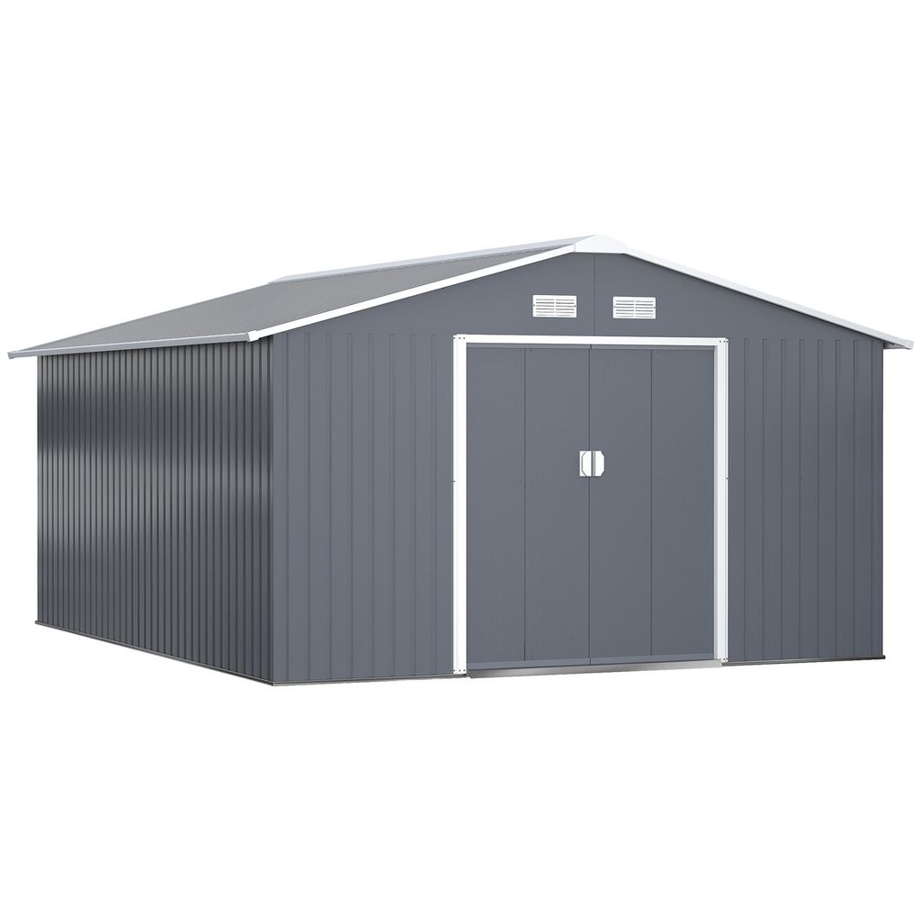Outsunny Gerätehaus Metall Kohlegrau L340 x B386 x H200 cm Produktbild 