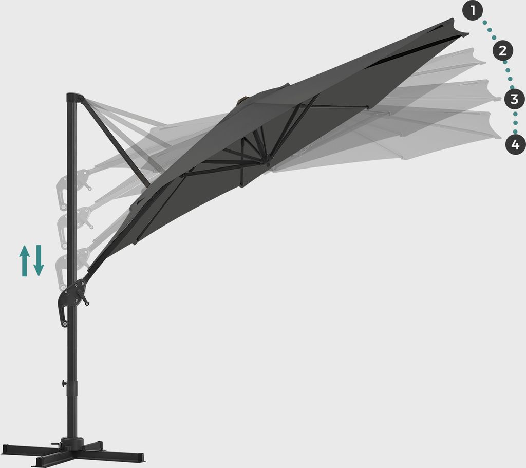 SONGMICS Sonnenschirm Ø 300 cm UPF 50+ mit Ständer Produktbild 4