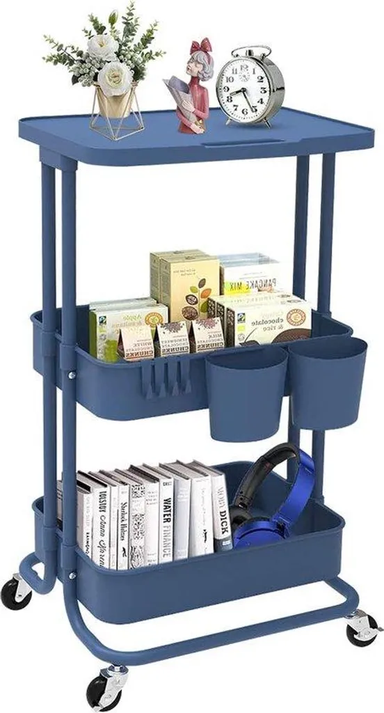 Chariot de cuisine réglable en hauteur avec paniers de rangement