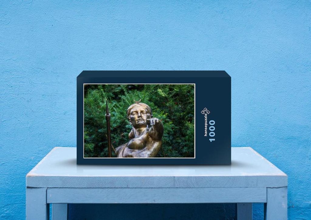 hansepuzzle 60998 - Goldstatue Puzzle, 1000 Teile, Hintergründe, 60,0 x 46,0cm mit hochwertiger Aufbewahrung, Kartonbox & Beutel