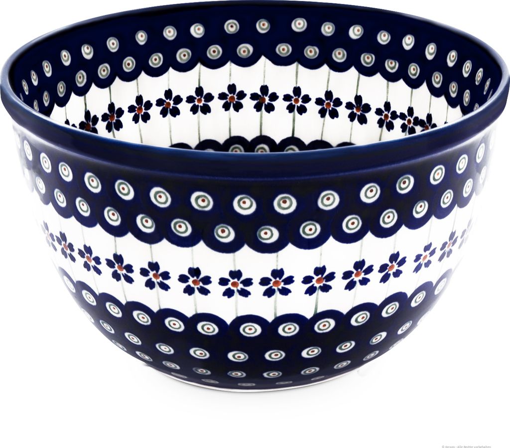 Original Bunzlauer Keramik 2,25 Liter Schüssel Schale Ø20,5 cm besonders hoher Rand Rührschüssel Salatschüssel Beilagenschüssel Obstschale [F...