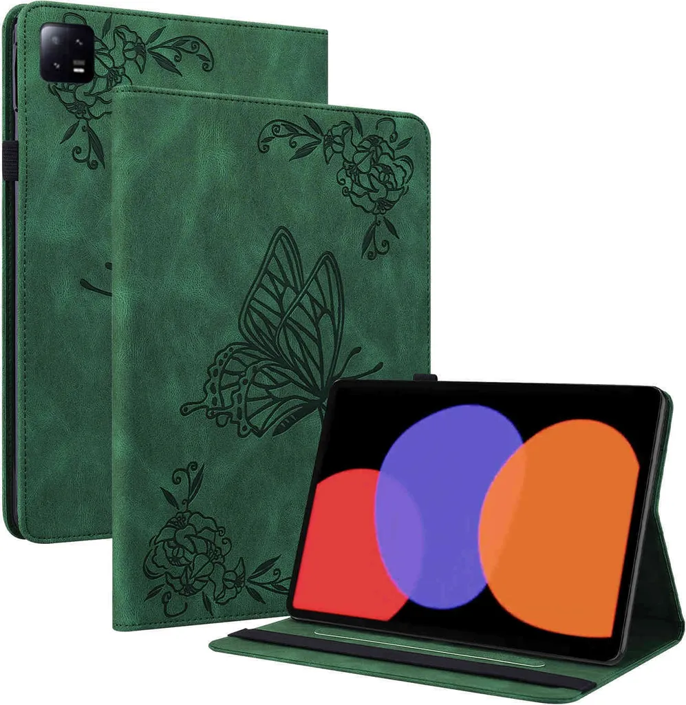 Per Xiaomi Pad 6 / 6 Pro 11 verde arte copertura in pelle Tablet Case Butterfly