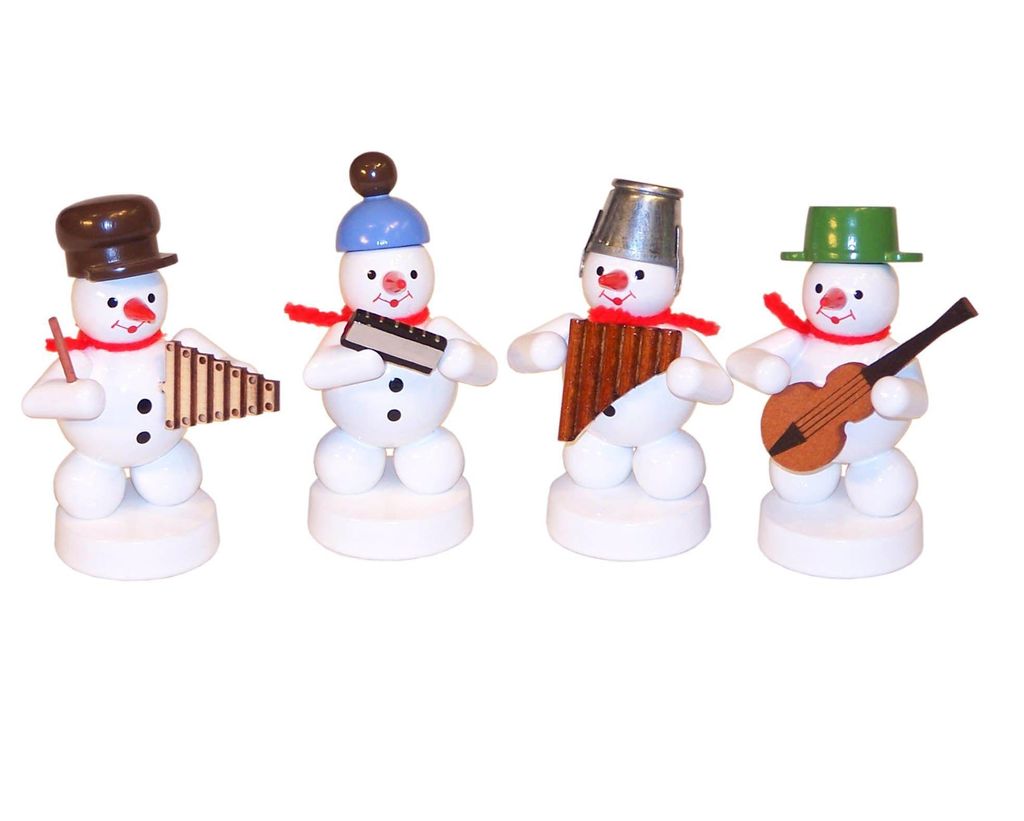 Weihnachtsdekoration Schneemannkapelle mit Instrumenten Höhe 8cm NEU