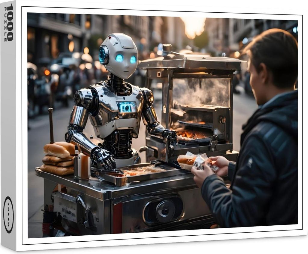 raxxa Premium-Puzzle "Roboter als Streetfood-Verkäufer", 1000 Teile