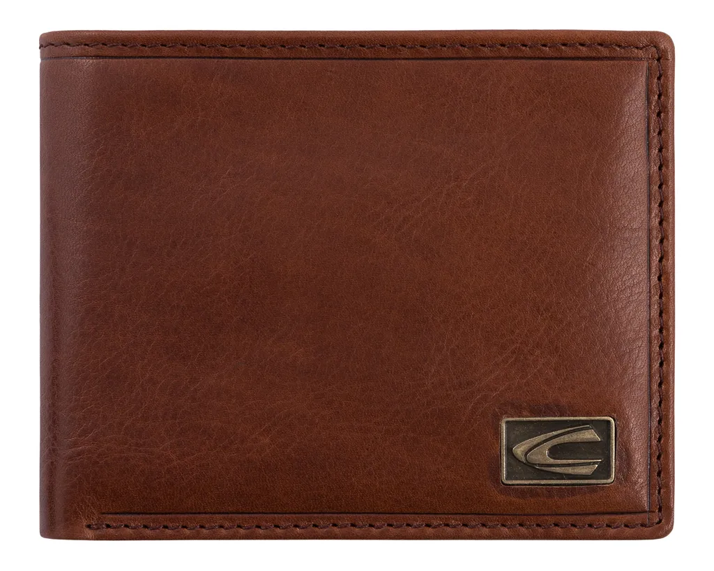 Portefeuille homme en cuir véritable noir camel active Japan compact