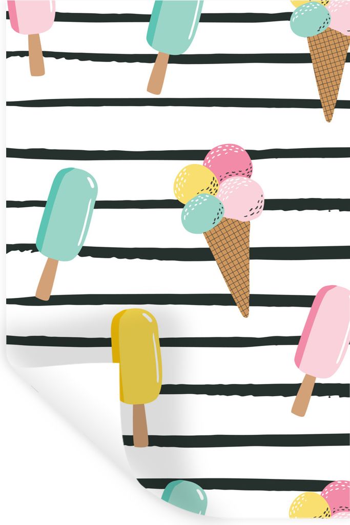 MuchoWow Wandtattoo Wandsticker Wandaufkleber Sommer - Eiscreme - Pastell 40x60 cm Selbstklebend und Repositionierbar - Wierderverwendbar - Selbs...