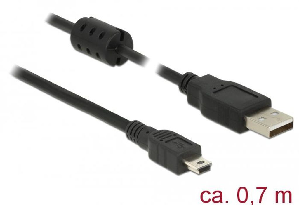 Delock 82396 USB Kabel Delock A -> Mini-B St/St 0.70m sw Immagine del prodotto 
