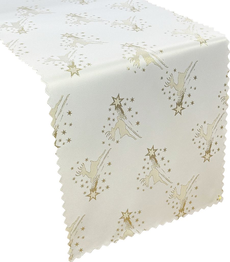 Fleckenresistente Tischtuchläufer Weihnachten Gold 40x120 cm