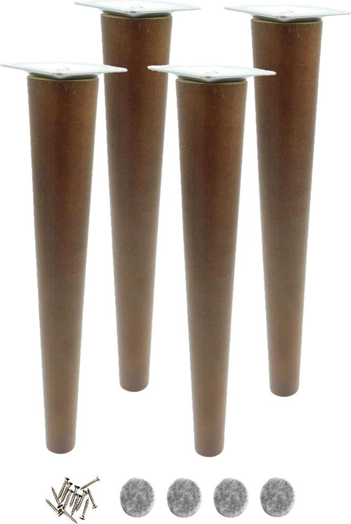 Holzfüße für Möbel, 30 cm, Beizfarbe Nussbaum, Buche, Set Produktbild 