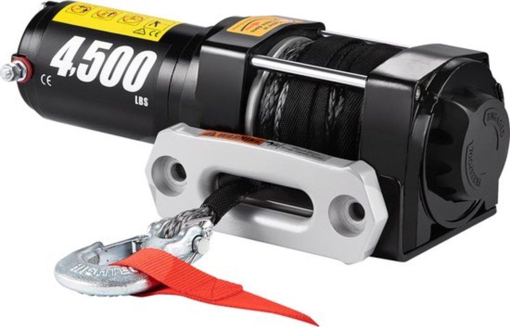 Happyment Winde für Elektroautos und -Lkw – 2041kg – Mit Fernbedienung – Synthetisches Seil 12,5m – Robust und Universell – Schwarz