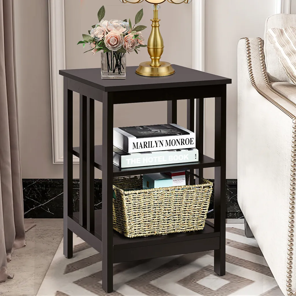 Table de chevet pour chambre à coucher meuble de rangement marron