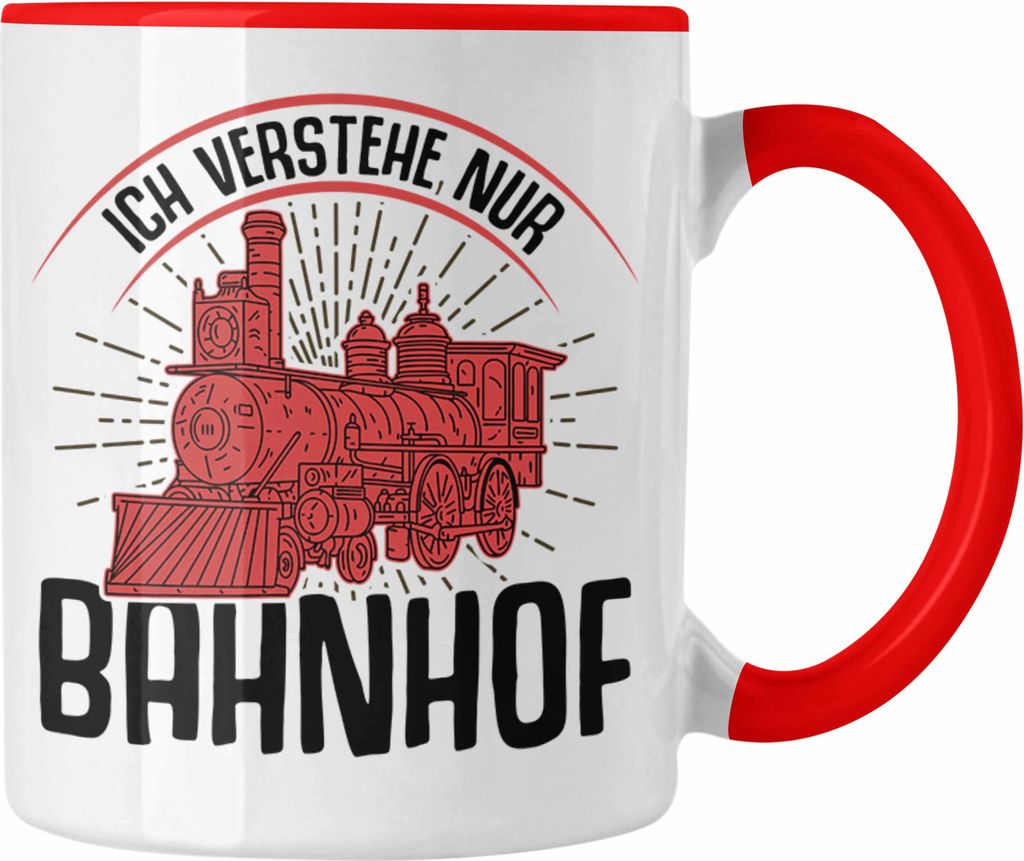 Trendation - Ich Versteh Nur Bahnhof Lokführer Tasse Geschenk Eisenbahner Spruch Lokomotive Geschenkidee Eisenbahn (Rot)
