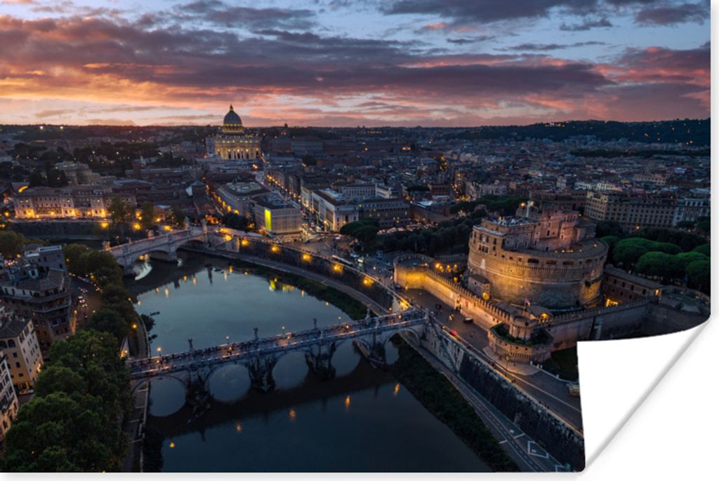 MuchoWow Poster Rom - Nacht - Italien 180x120 cm - Fotoplakat