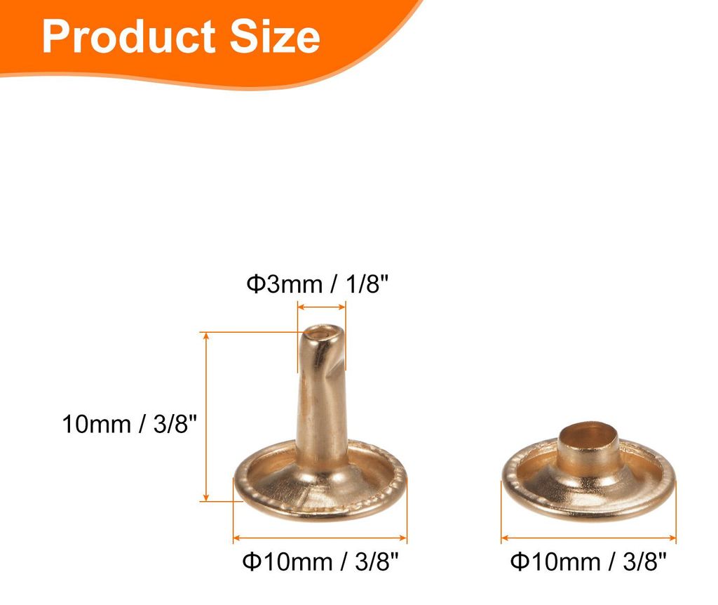 60er Set Leder Nieten 10x10mm Runde Doppelkappe Tubular Metall Hohlnieten Spitznieten Zubeh?r Schraubnieten Rš¹cknieten fš¹r Lochzange Gš¹rte...