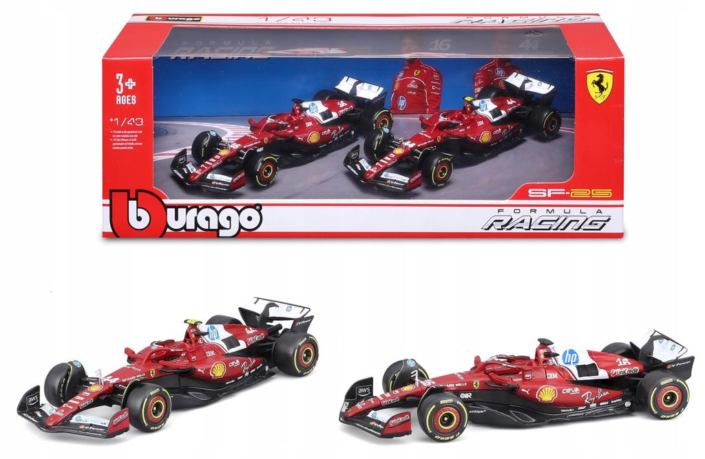 Bburago Ferrari SF-25 F1 Set 1:43 Hamilton Leclerc Formel 1 Produktbild 
