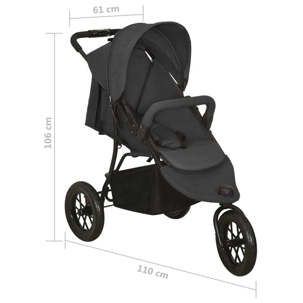 Poussette Canne Anthracite Châssis Acier Compacte et Légère - vidaXL - 12