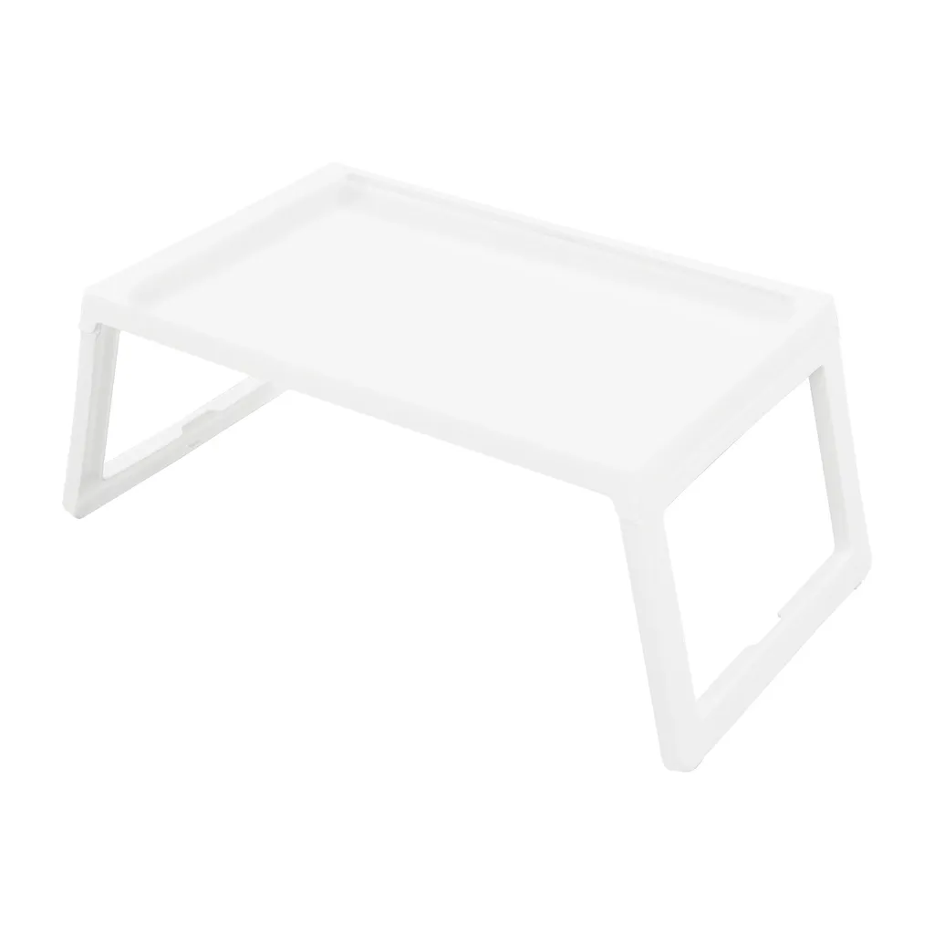 Lot de 4 Tablettes de Lit Blanches avec Pieds Pliables pour Service