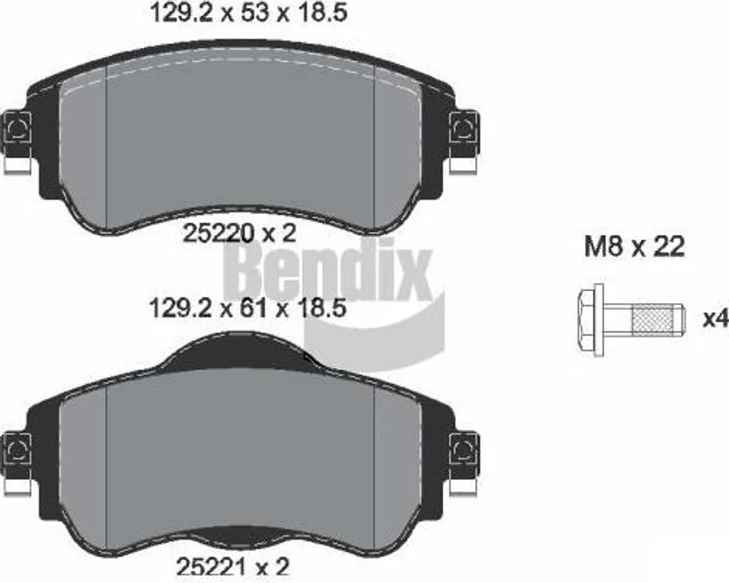 Bendix BPD1189 Jeu de Plaquettes de Frein à Disque pour C4 et DS4