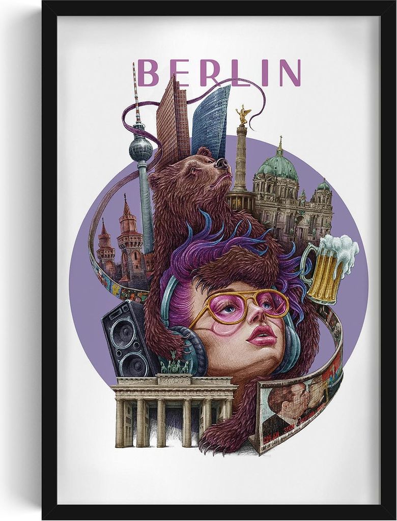 Bilderrahmen – Wandbild – Stadtbild – Berlin – 40x60 cm – Schwarzer Rahmen – Dekoration – Modern – Kunst – Wohnzimmer – Schlafz...
