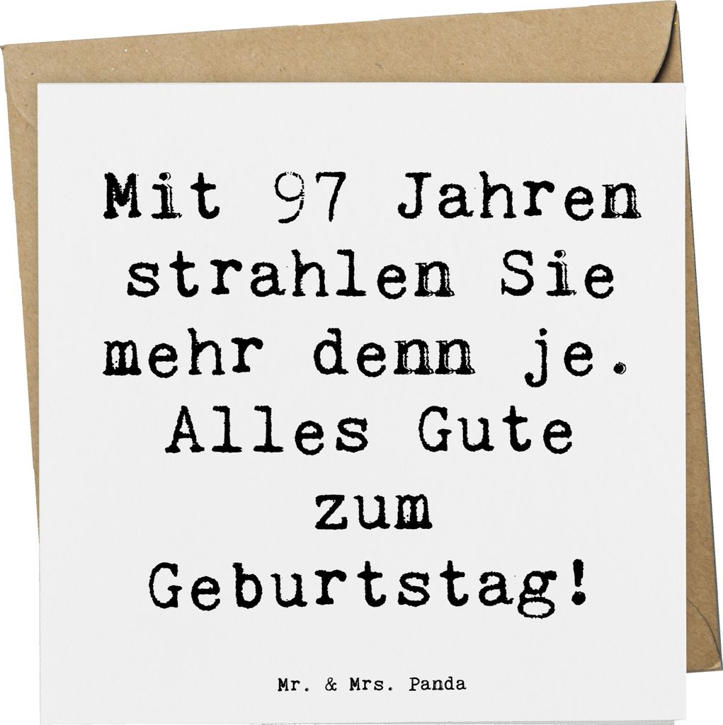 Mr. & Mrs. Panda Grußkarte Spruch 97. Geburtstag Strahlen - Weiß - Geschenk, besonderes Alter, doppelkarte, Geburtstagsgeschenk, Klappkarte, von ...
