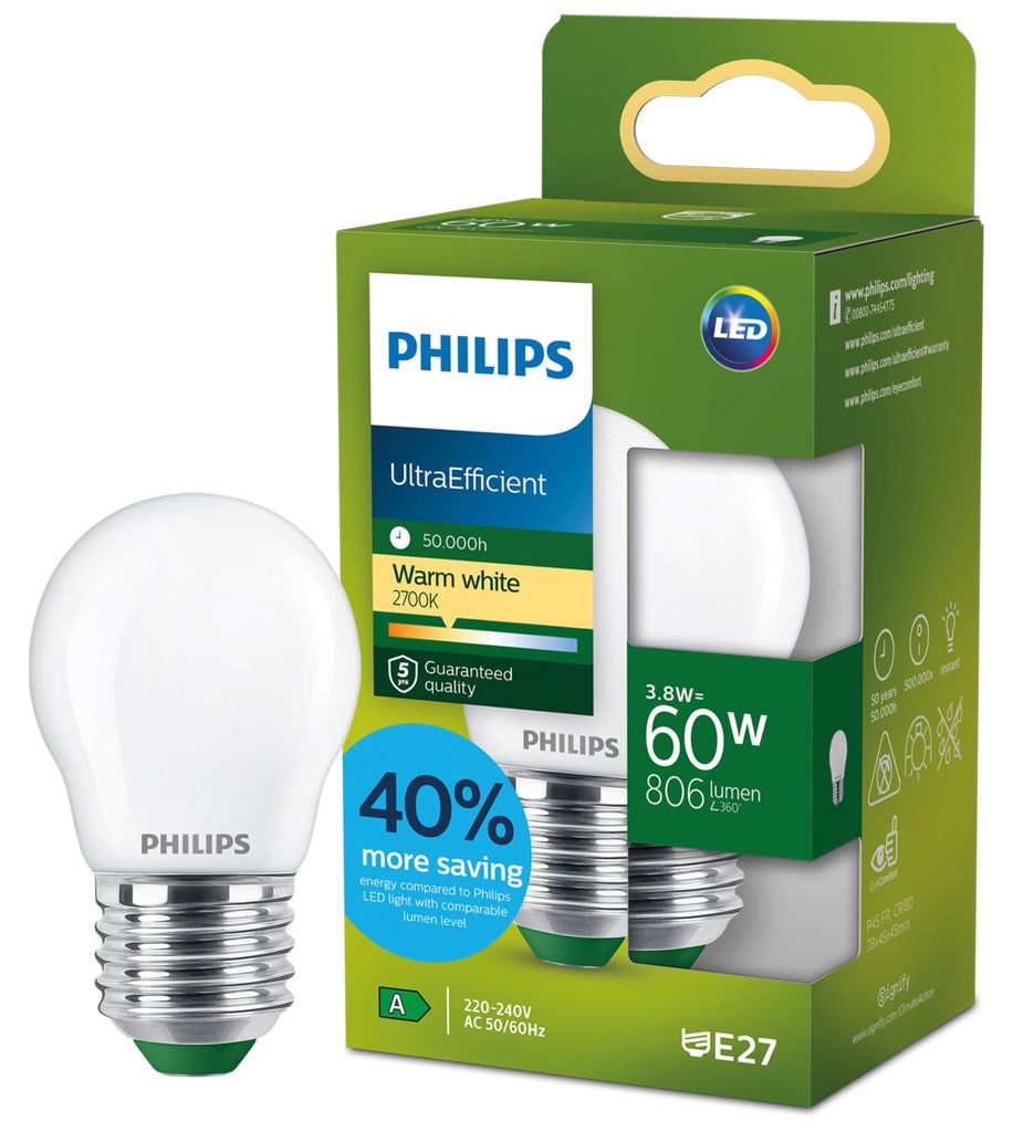 Philips Žárovka s tradičním vzhledem, mléčná lustrová, 60 Obrázek produktu 