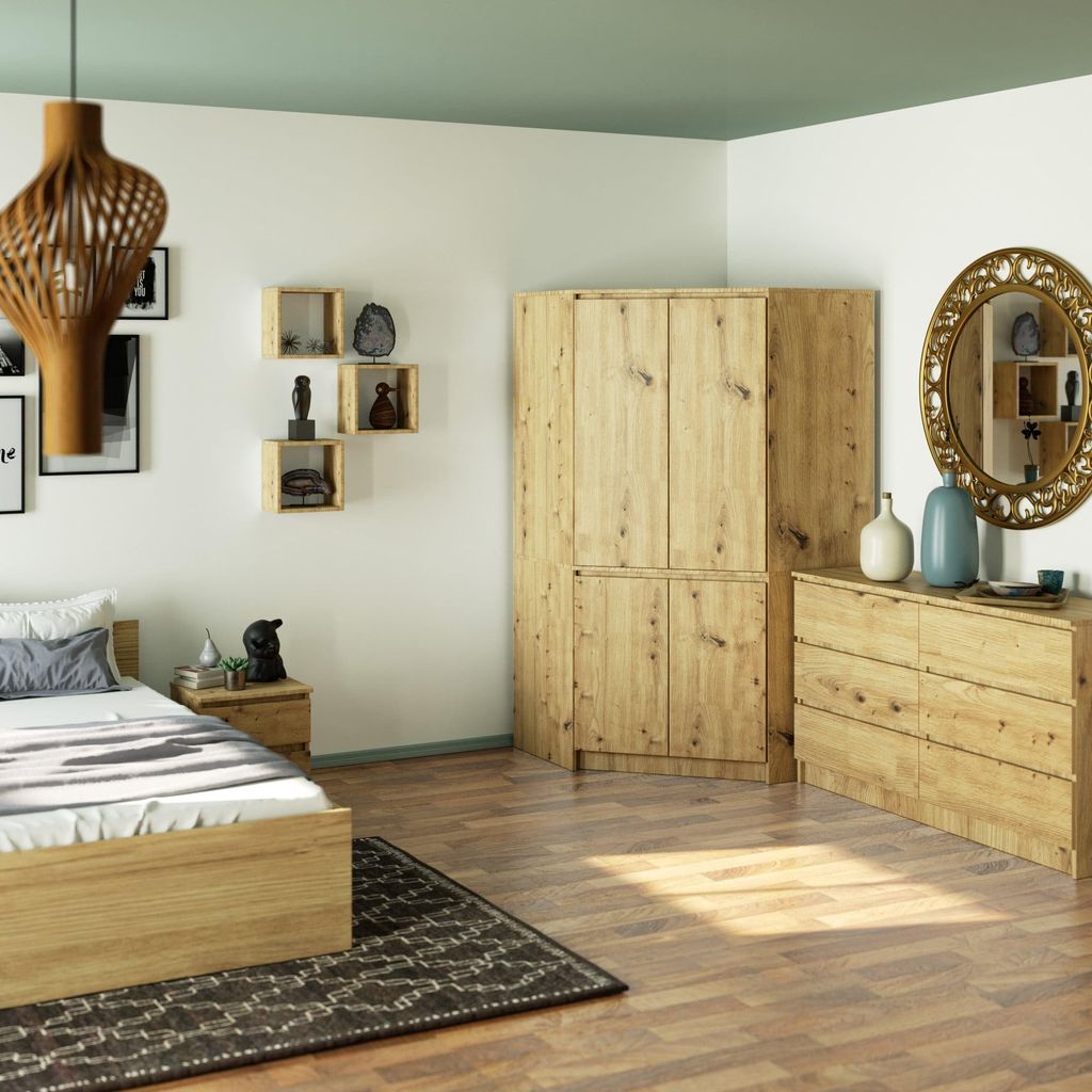 Eckkleiderschrank S100 100cm Garderobe 4 Türen 6 Fächer 180cm hoch 50cm tief CLP