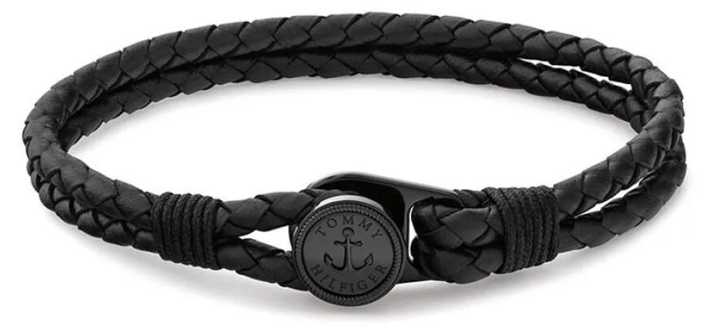 Bracelet en cuir noir Nautical 2790693 - Longueur 17,5 cm pour homme