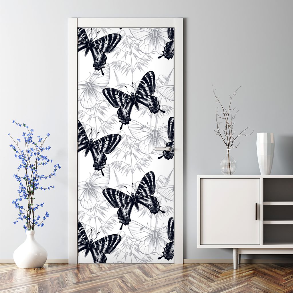 Dekorative Türposter selbstklebend Klebefolie Wandaufkleber Türaufkleber Blumen Aquarell 85 x 200 cm