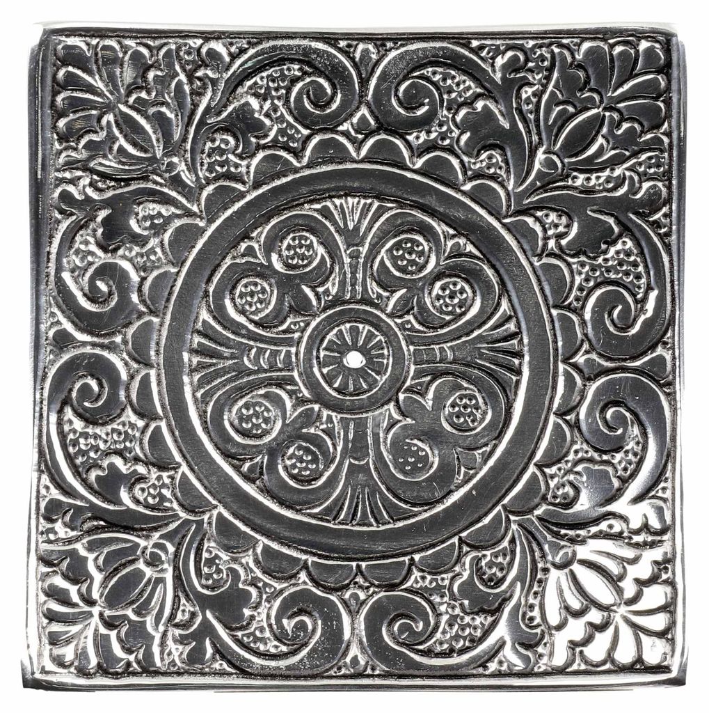 Räucherstäbchenhalter Schale Ornamentik silber Viereck Produktbild 