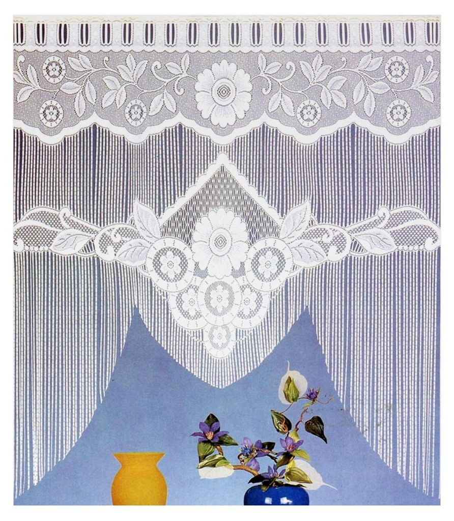Gardinen, Vorhang, Fadenstore-Fensterbild in M-Bogenform mit Stangendurchzug, Farbe Weiß, Höhe 110 cm x Breite 100 cm für Fensterbreite 85-100 cm
